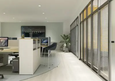 Custom cubicles and modern office furniture solutions, including desks, chairs, and workspace accessories for professional and collaborative environments.