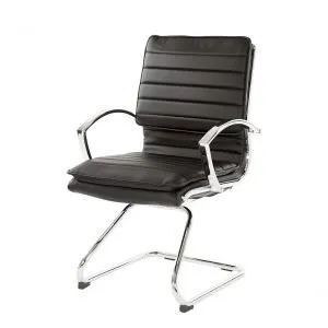 Modern Faux Leather Guest Chair with Chrome Base