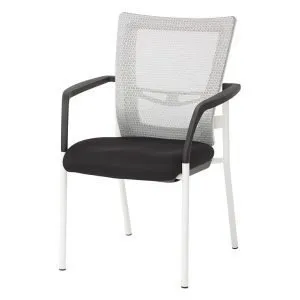 White Mesh Guest Chair with Padded Fabric Seat
